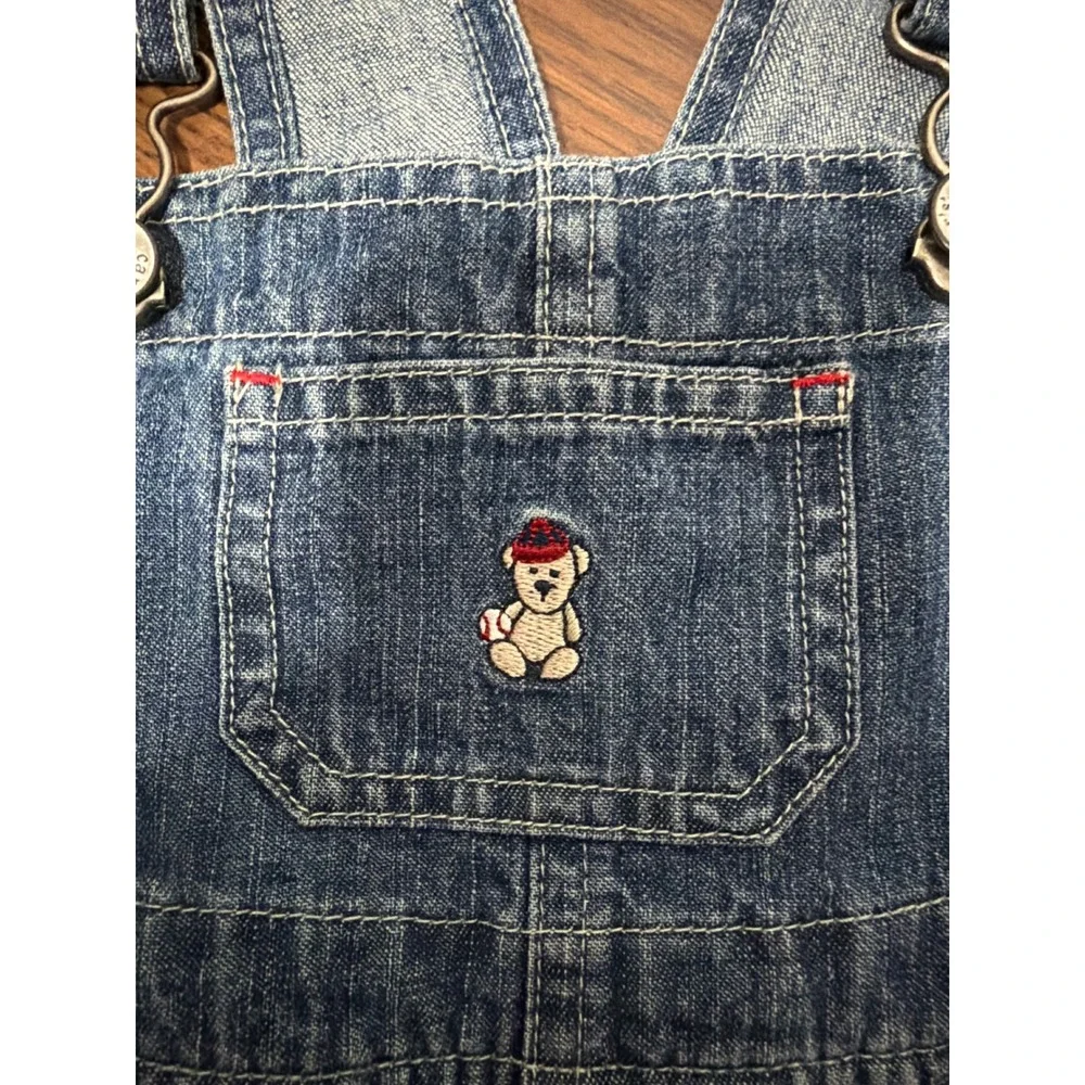 Vintage Carters Baby Denim Baseball Overalls Blue Shortalls Embroidered NWT